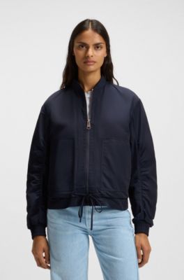 Water-repellent bomber jacket with adjustable hem, Dark Blue