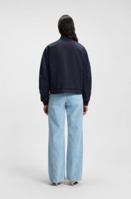 Water-repellent bomber jacket with adjustable hem, Dark Blue