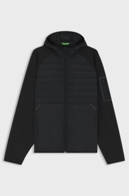Wasserabweisende Jacke mit Rei&szlig;verschlusstasche am &Auml;rmel, Schwarz
