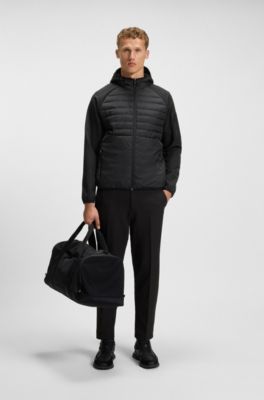 Water-repellent jacket with zipped sleeve pocket, Black