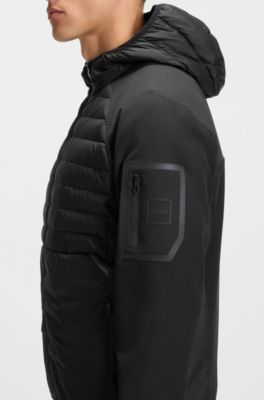 Water-repellent jacket with zipped sleeve pocket, Black
