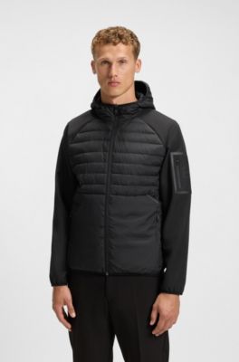 Water-repellent jacket with zipped sleeve pocket, Black
