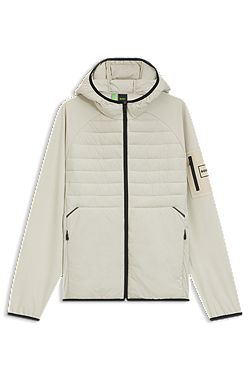 Water-repellent jacket with zipped sleeve pocket