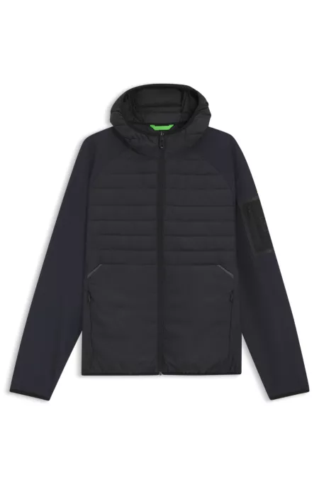 Water-repellent jacket with zipped sleeve pocket