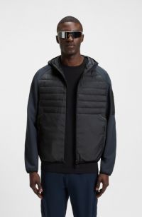 Wasserabweisende Jacke mit Reißverschlusstasche am Ärmel, Dunkelblau