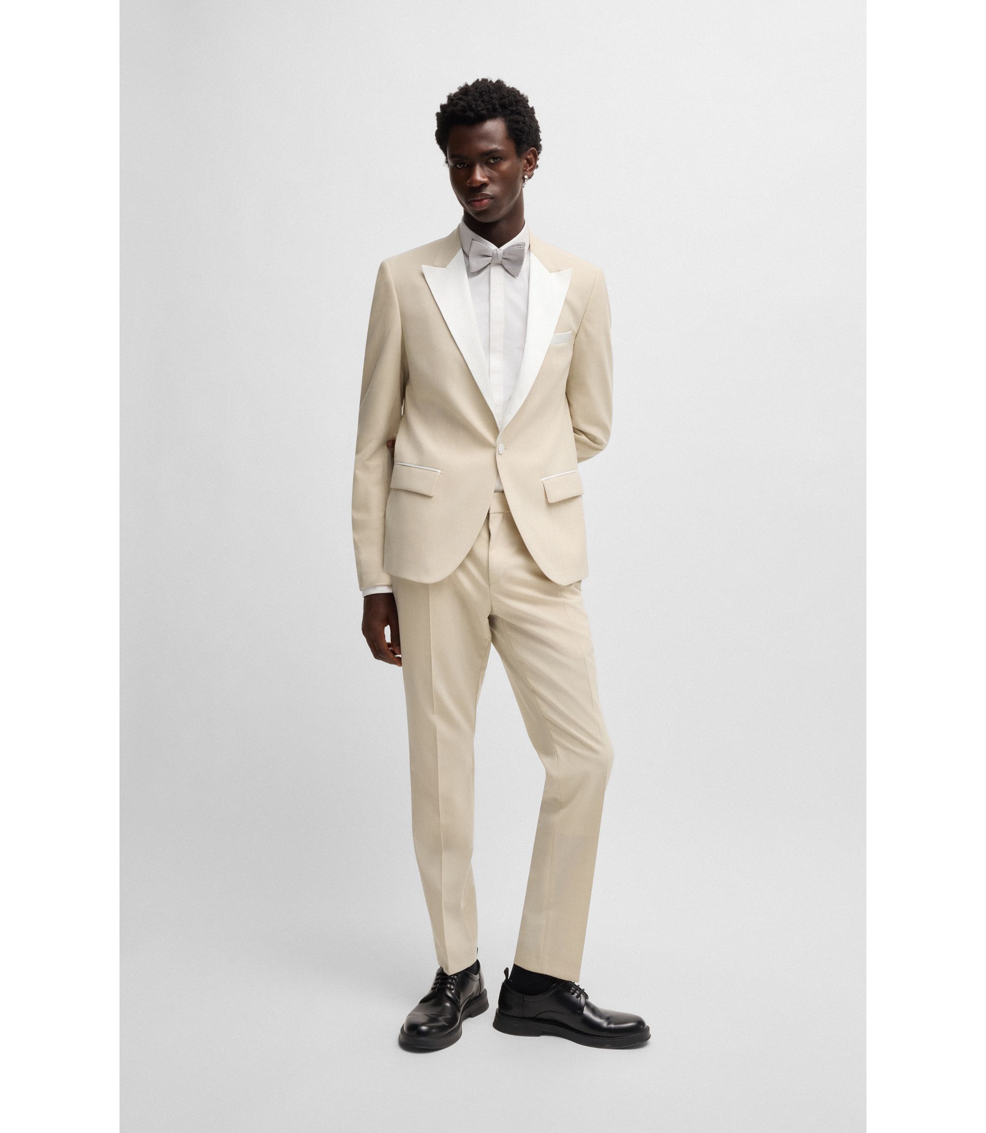 HUGO - スリムフィット タキシードジャケット ウールブレンド - ライト