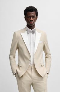 Veste de smoking Slim en laine mélangée, Beige clair