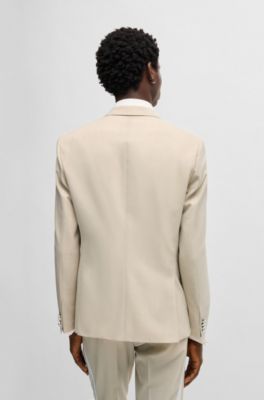 Slim-fit tuxedo jacket in a wool blend, Light Beige