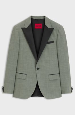 Slim fit smokingkavaj i ullblandning, Ljusgr&ouml;n