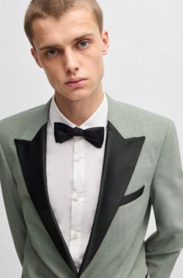Slim-fit tuxedo jacket in a wool blend, Light Green