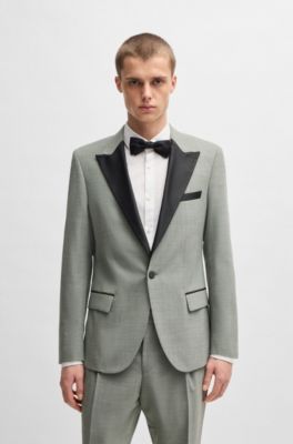 Slim-fit tuxedo jacket in a wool blend, Light Green