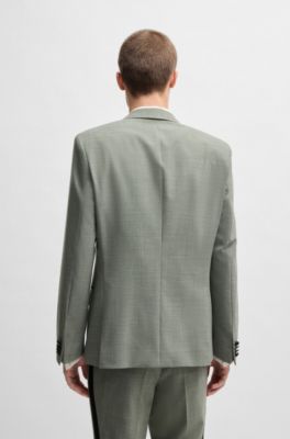 Slim-fit tuxedo jacket in a wool blend, Light Green