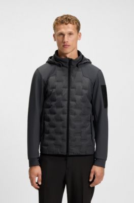 Down-filled jacket with welded logo pattern, Dark Grey