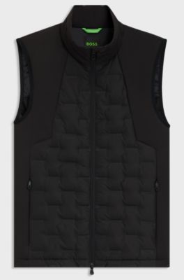 Down-filled gilet with welded-logo pattern, Black
