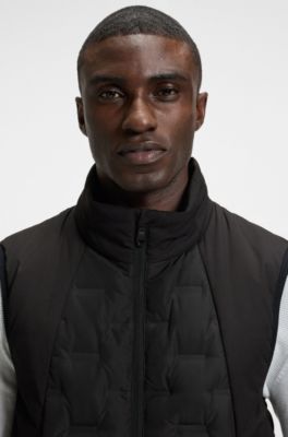 Down-filled gilet with welded-logo pattern, Black