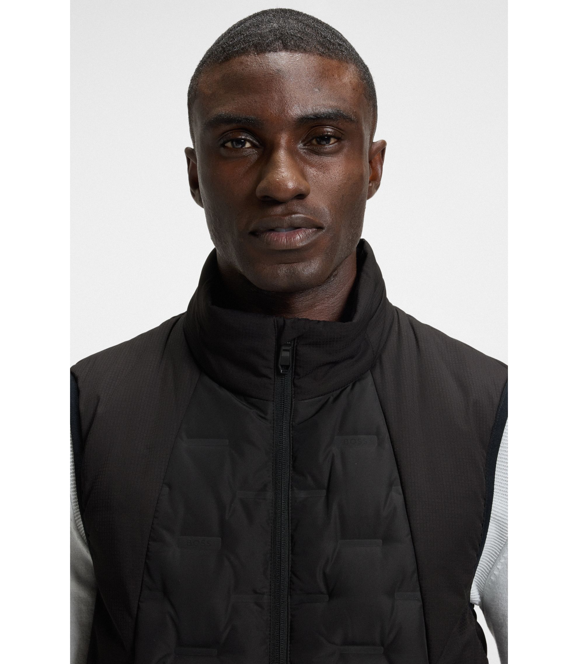 BOSS - ダウンベスト ウェルドロゴパターン - ブラック