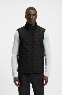 Down-filled gilet with welded-logo pattern, Black