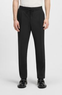 Slim-fit trousers in a wool blend, Black