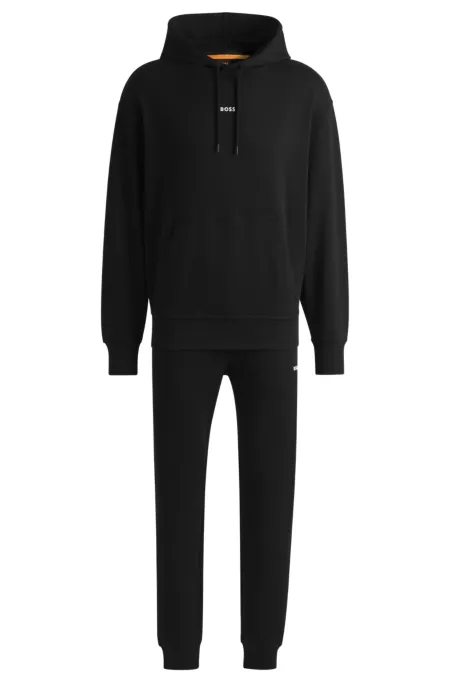 Cotton-terry tracksuit set with contrast logos