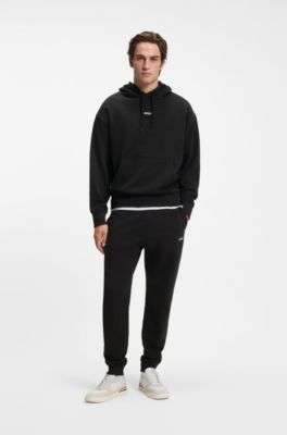 Casual cotton tracksuit set with a minimalist logo, Black