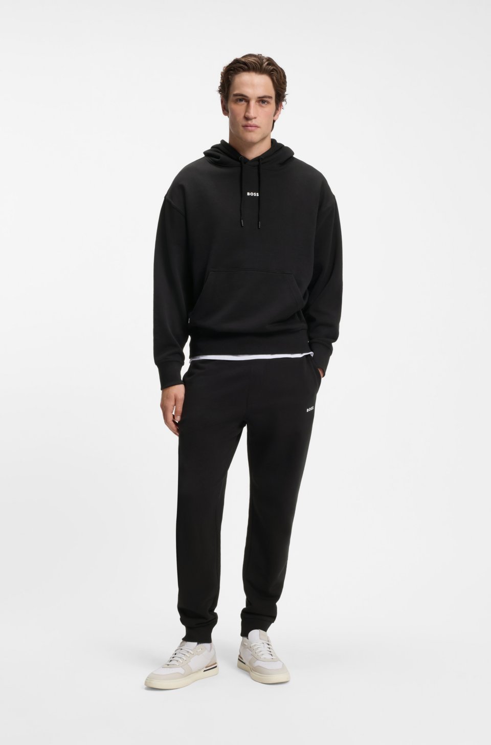Casual cotton tracksuit set with a minimalist logo