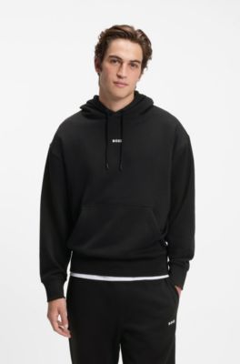 Casual cotton tracksuit set with a minimalist logo, Black