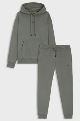 Casual cotton tracksuit set with a minimalist logo, Grey