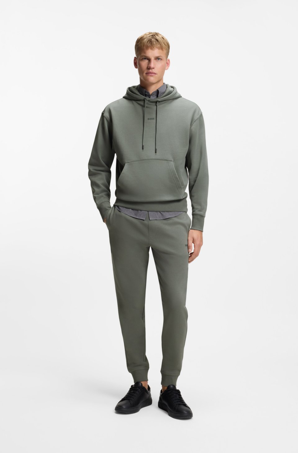 Casual cotton tracksuit set with a minimalist logo
