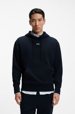 Tuta sportiva in terry di cotone con loghi a contrasto, Blu scuro