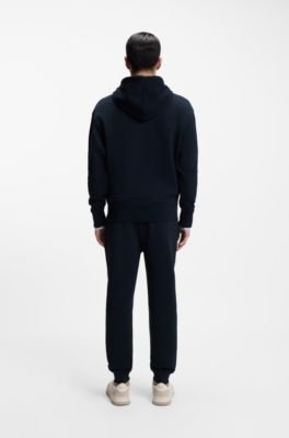Casual cotton tracksuit set with a minimalist logo, Dark Blue