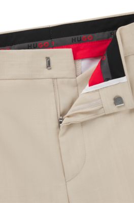 Slim-Fit Smoking-Hose aus Woll-Mix, Hellbeige