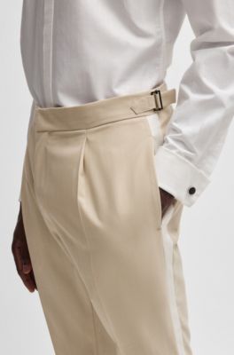 Slim-fit tuxedo trousers in a wool blend, Light Beige