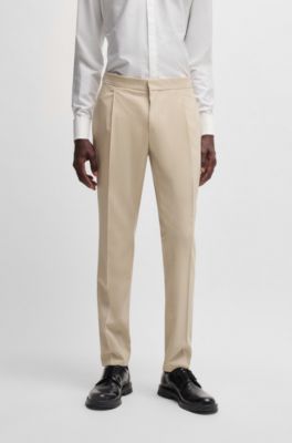 Slim-fit tuxedo trousers in a wool blend, Light Beige