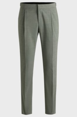 Slim-fit tuxedo trousers in a wool blend, Light Green