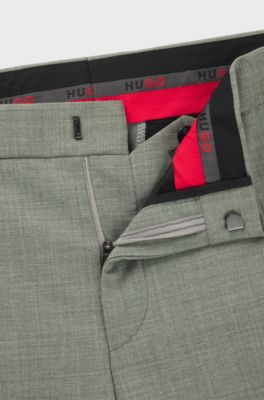Slim-fit smokingpantalon van een wolmix, Kalk