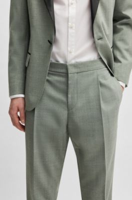 Slim-fit tuxedo trousers in a wool blend, Light Green