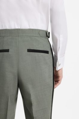 Slim-fit tuxedo trousers in a wool blend, Light Green