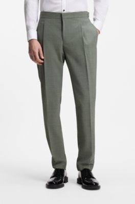 Slim-fit tuxedo trousers in a wool blend, Light Green