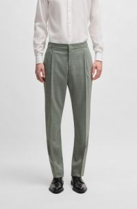 Slim-fit tuxedo trousers in a wool blend, Light Green