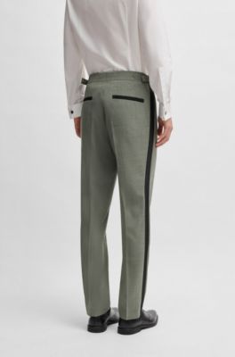 Slim-fit tuxedo trousers in a wool blend, Light Green