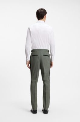 Slim-fit tuxedo trousers in a wool blend, Light Green
