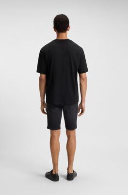 Cotton-jersey T-shirt with jellyfish print, Black