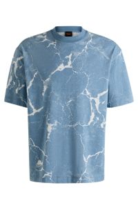 T-shirt en jersey de coton à imprimé intégral, bleu clair