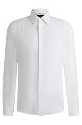 Slim-fit shirt in linen, White
