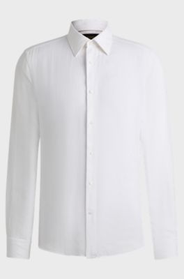 Slim-fit shirt in linen, White
