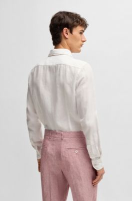 Slim-fit shirt in linen, White