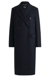 Abrigo formal de mezcla de lana con cierre cruzado, Dark Blue