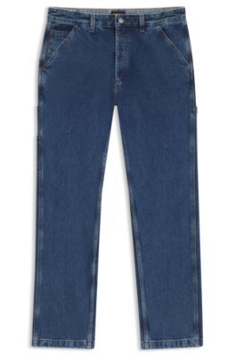 Regular-fit jeans in blue rigid denim, Blue
