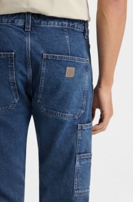 Regular-fit jeans in blue rigid denim, Blue