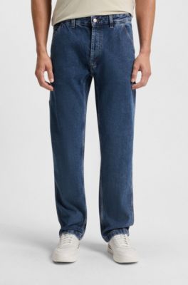 Regular-fit jeans in blue rigid denim, Blue